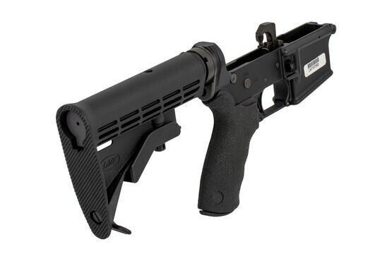 The LMT Defender Complete AR15 lower comes with an ergonomic textured pistol grip